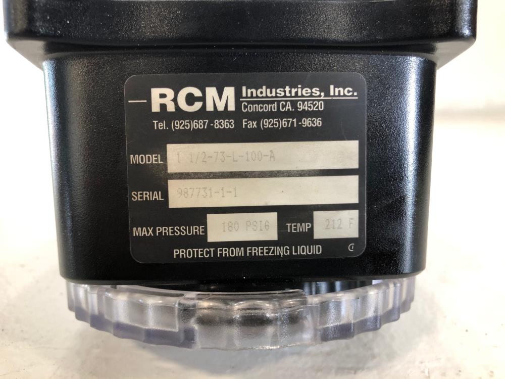 RCM Industries 1-1/2" NPT Stainless Steel Flowmeter, 0-100 GPM, 1 1/2-73-L-100-A
